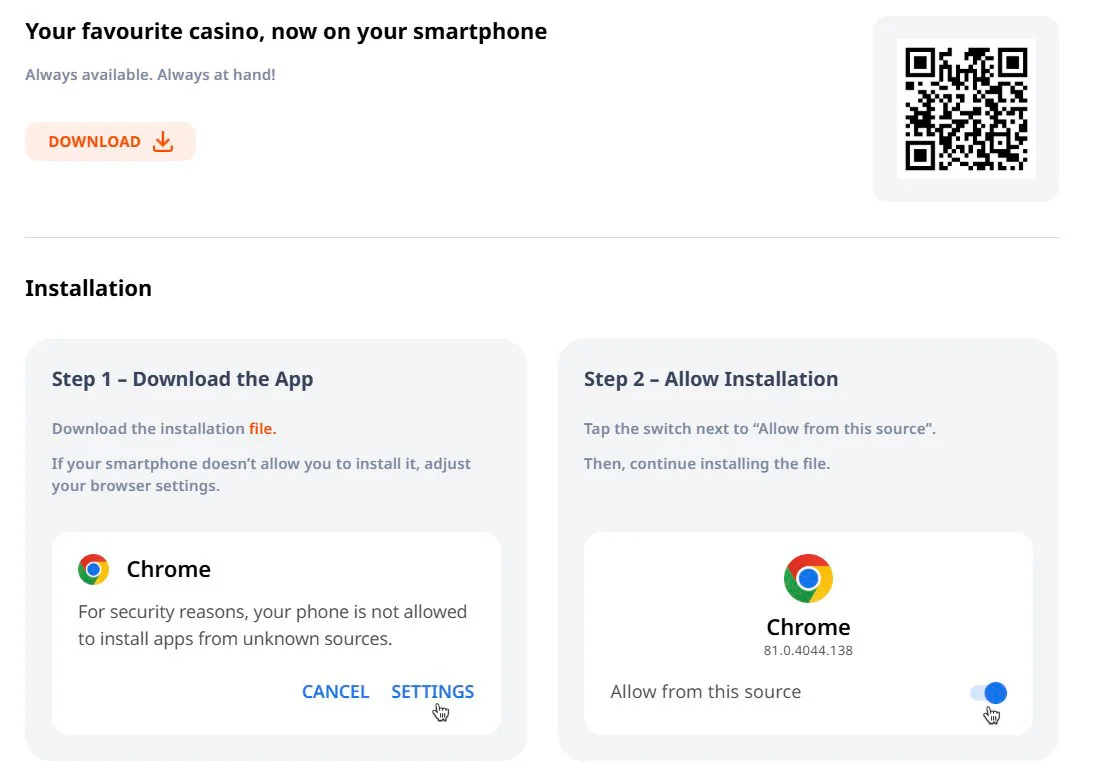 Installationsanleitung für die Monro Casino-App